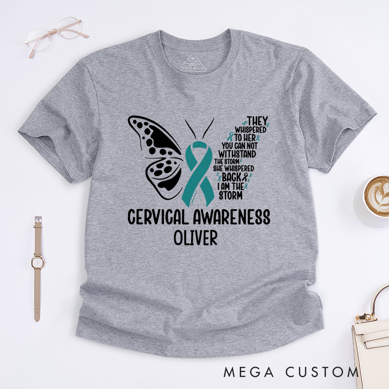 Personalized Cervical Awareness T-Shirt Cancer Awareness Month Gift Cancer Survivor Gift