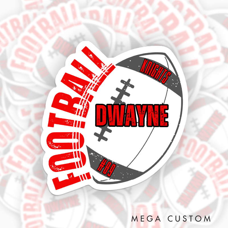 Personalized American Football Team Sticker – Customize with Player Name and Number