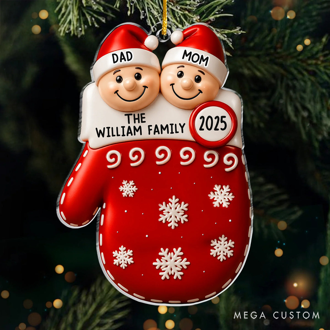 Personalized Acrylic gloves Shape Christmas Family Moments Theme Christmas Lovely Ornament 