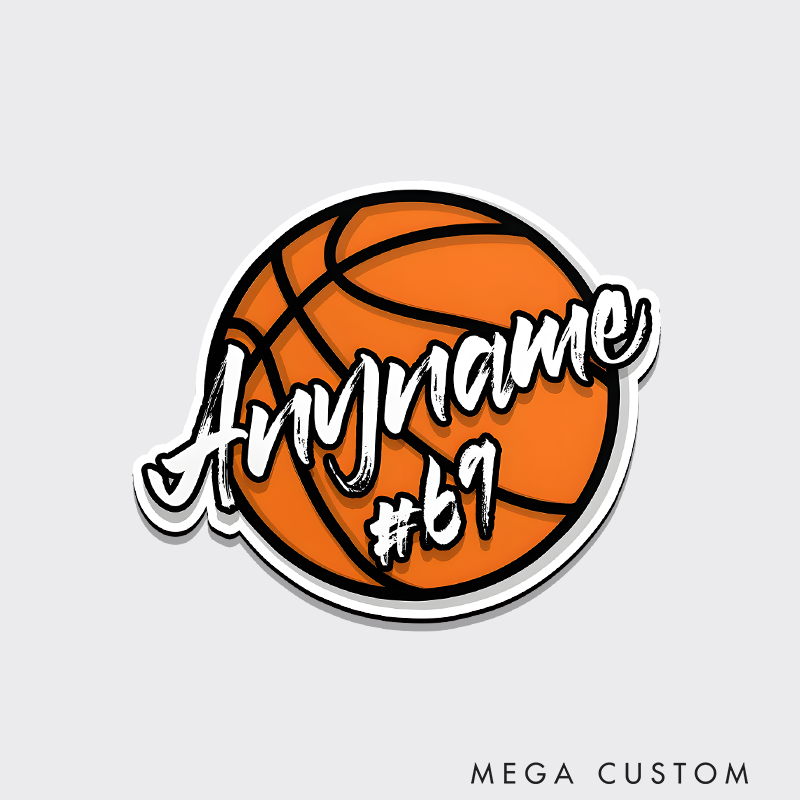 Personalized Basketball Refrigerator Magnet with Custom Name and Jersey Number Stylish Round Design