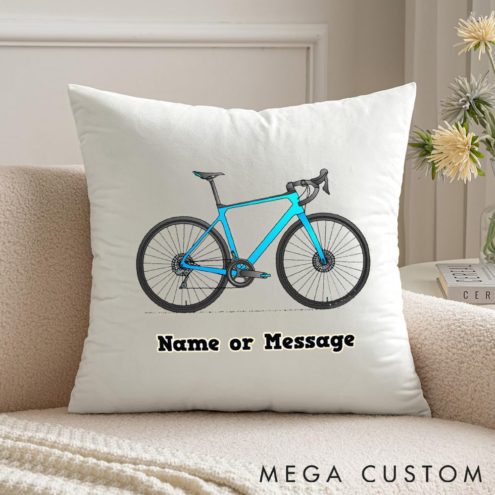 Personalized Bicycle Pillow with Cycling Themed Custom for Outdoor Adventures Riding Cycling Biking Enthusiasts