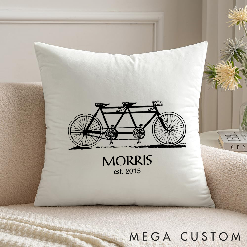 Personalized Tandem Bicycle Pillow with Celebrate Togetherness and Adventure for Outdoor Adventures Riding Cycling Biking Enthusiasts