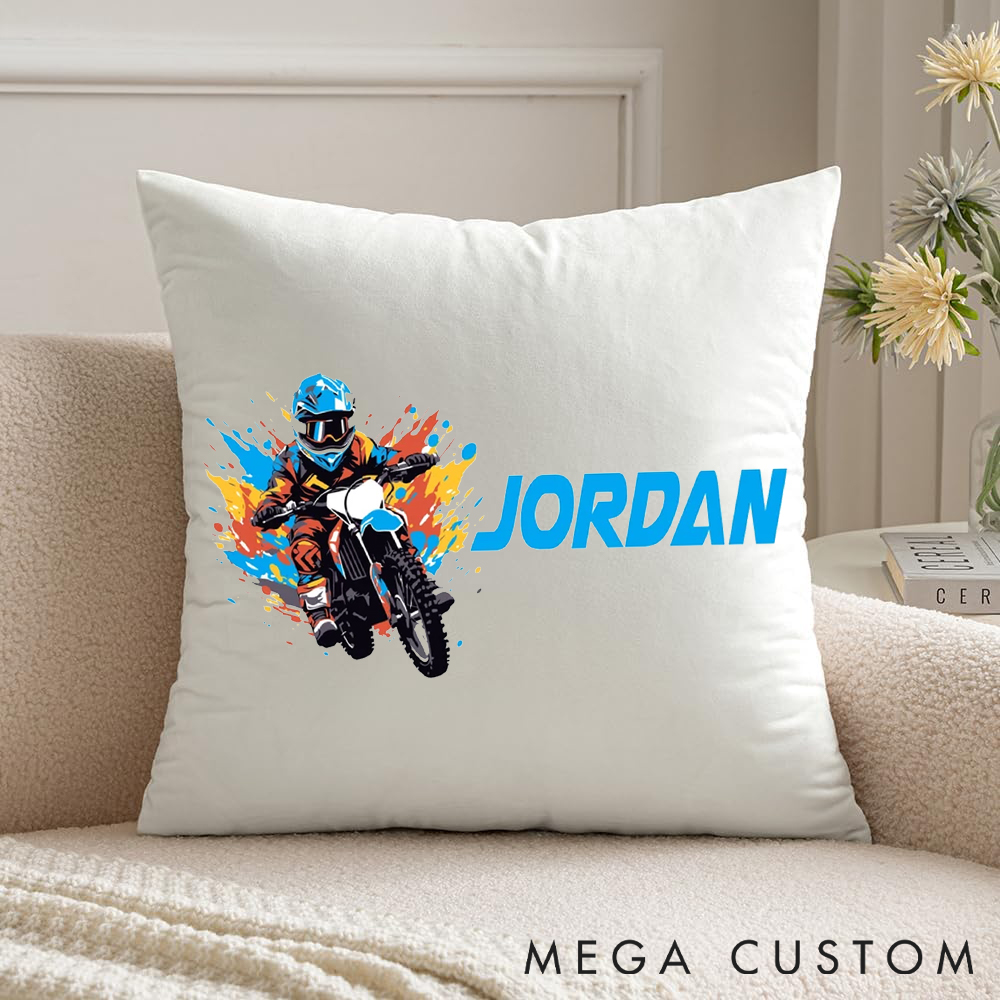 Personalized Motocross Pillow with Perfect Decor Motorcycle Fans for Outdoor Adventures Riding Cycling Biking Enthusiasts