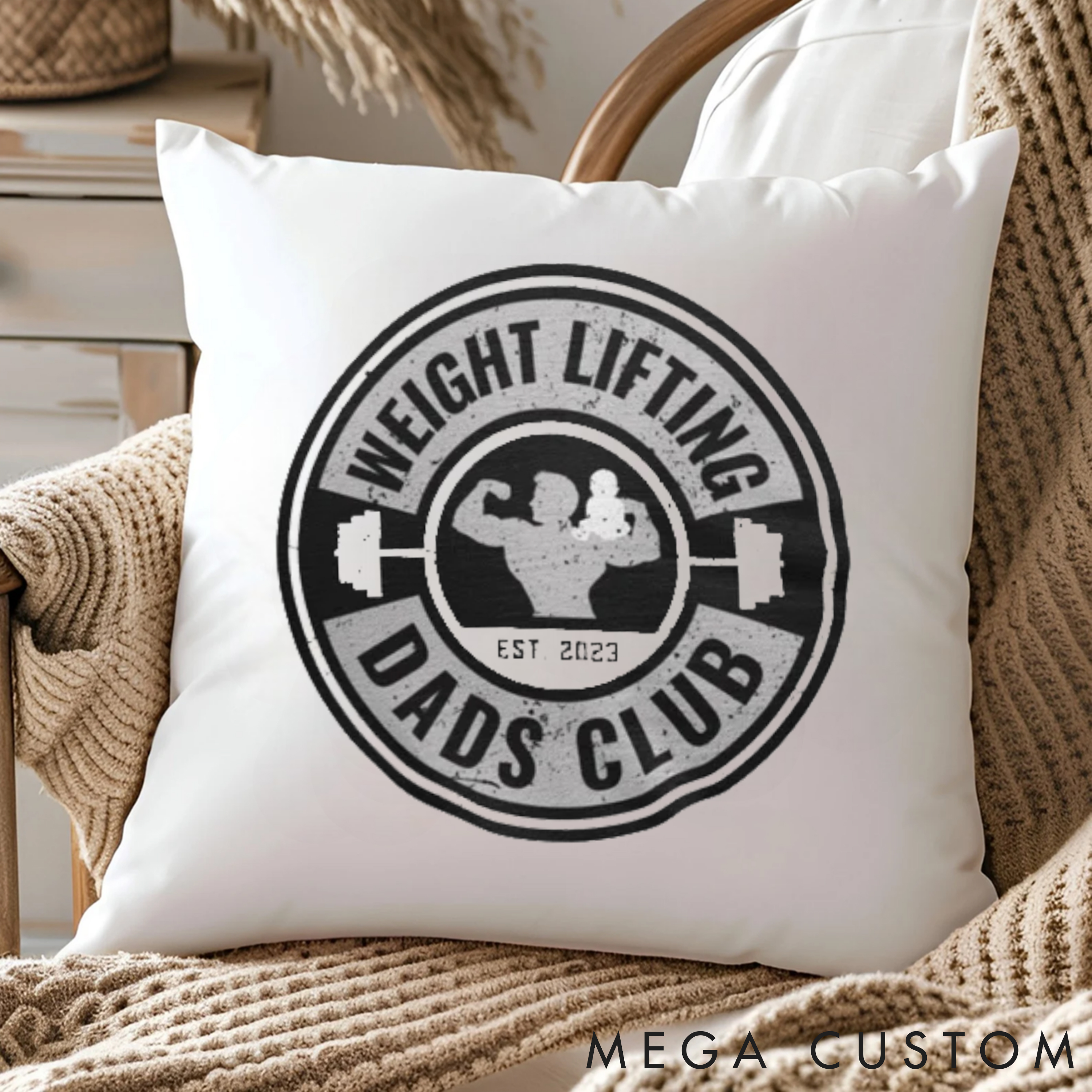 Personalized Weight Lifting Dads Club Pillow with Fitness Decor for Fitness Enthusiasts Bodybuilders and Gym Lovers