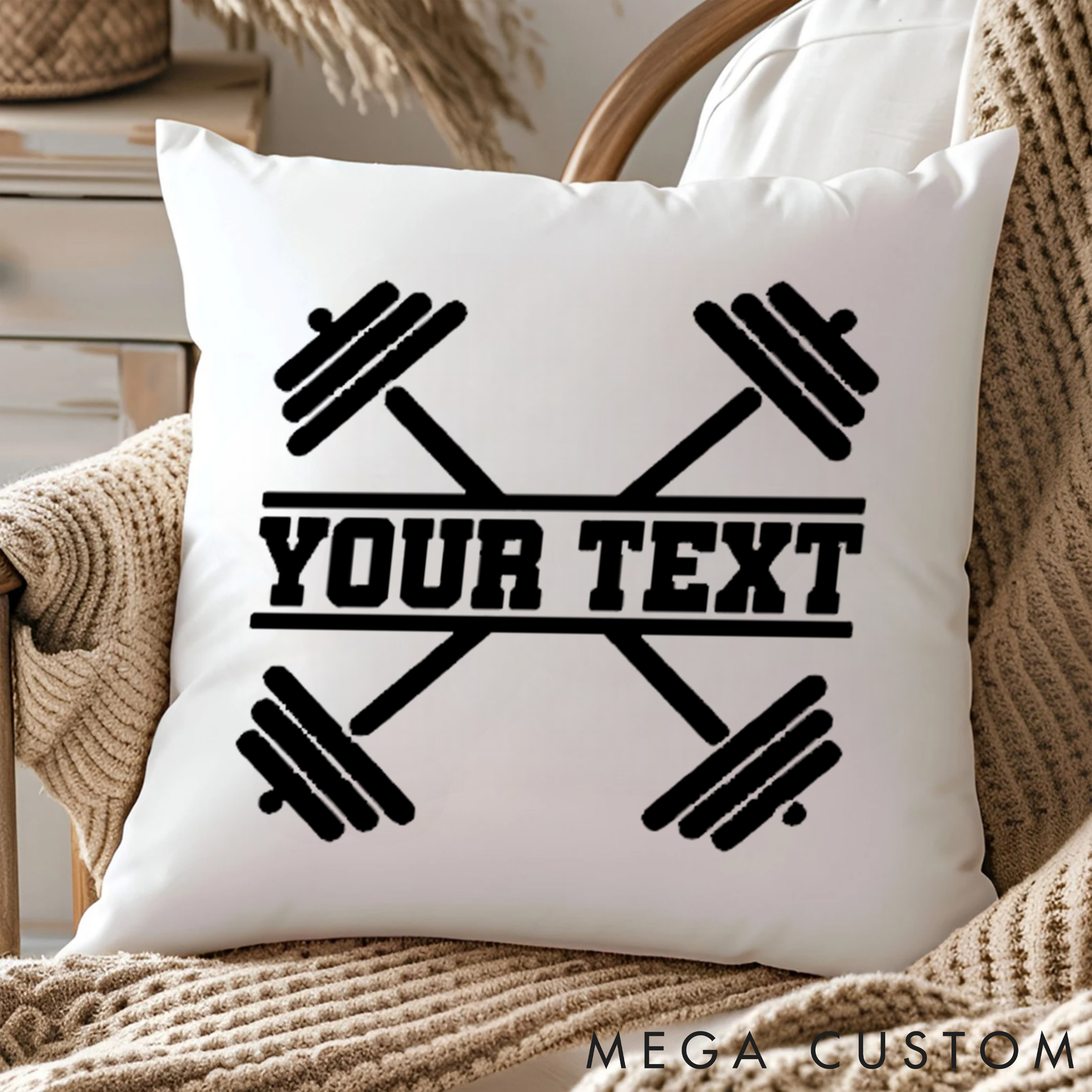 Personalized Weightlifting Pillow with Barbell Design for Fitness Enthusiasts Bodybuilders and Gym Lovers