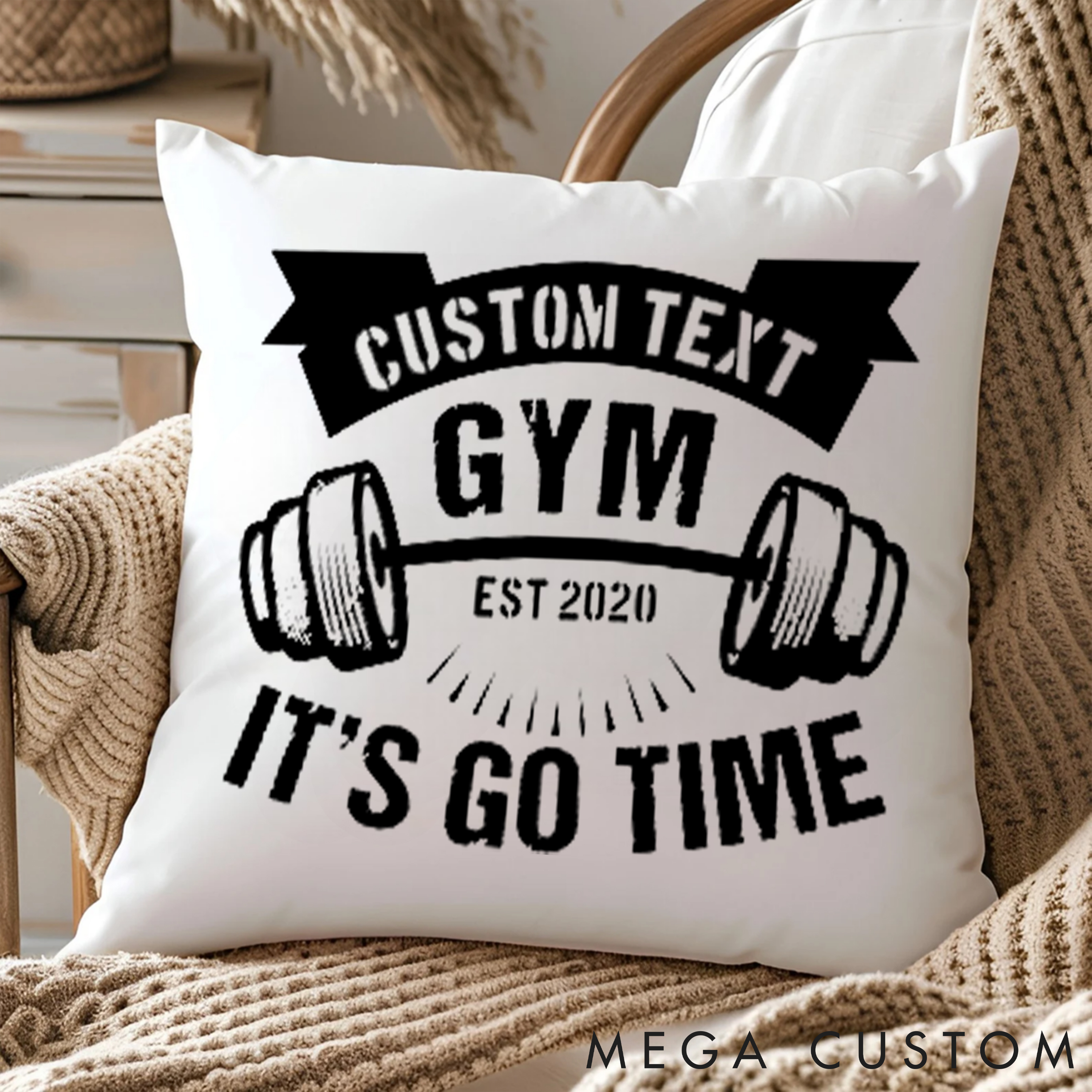 Personalized Gym Pillow with Weightlifting Design Personalized Text for Fitness Enthusiasts Bodybuilders and Gym Lovers