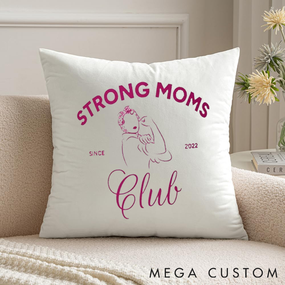 Personalized Strong Moms Club Pillow with Strength and Style for Fitness Enthusiasts Bodybuilders and Gym Lovers