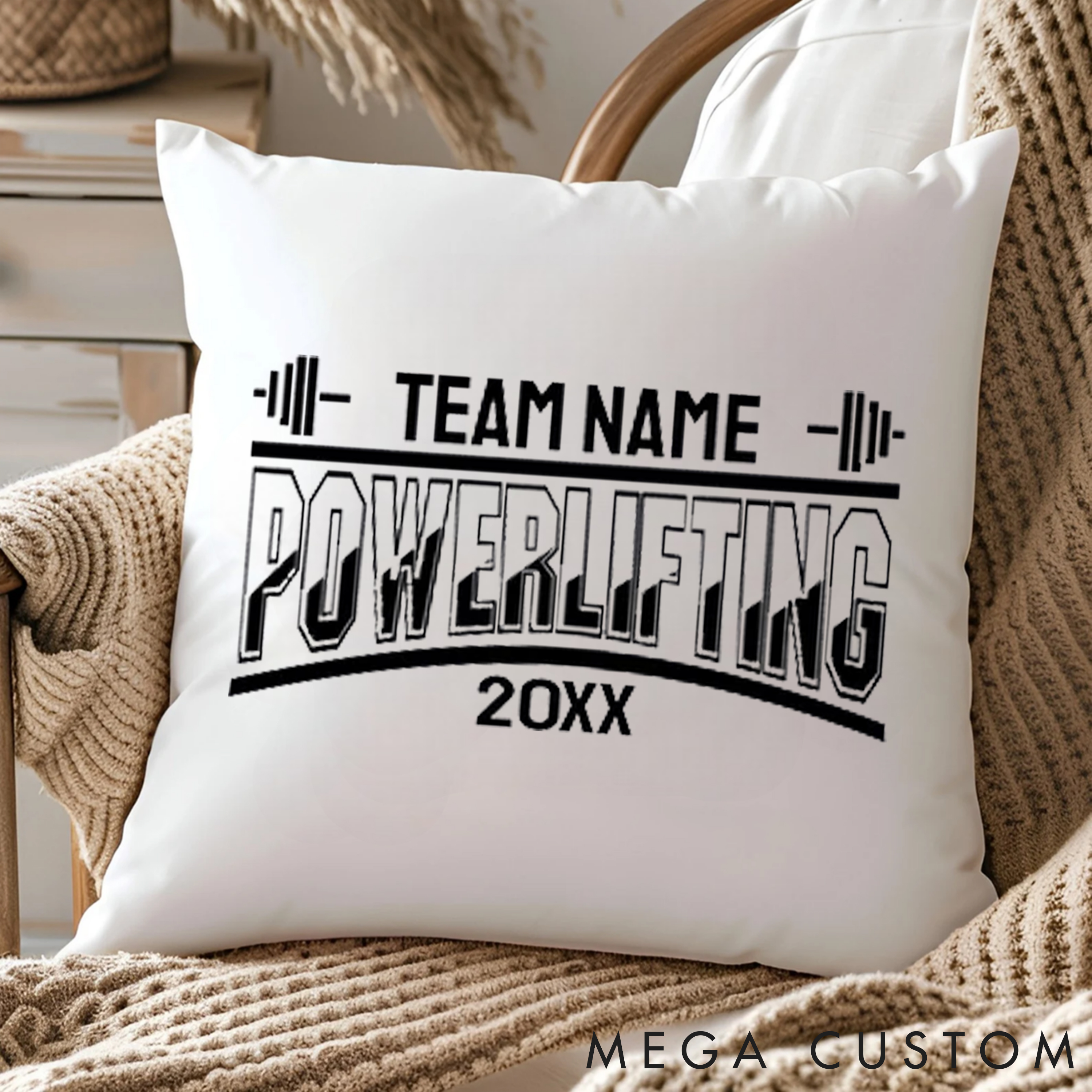 Personalized Powerlifting Team Pillow with Gym Themed Decor for Fitness Enthusiasts Bodybuilders and Gym Lovers