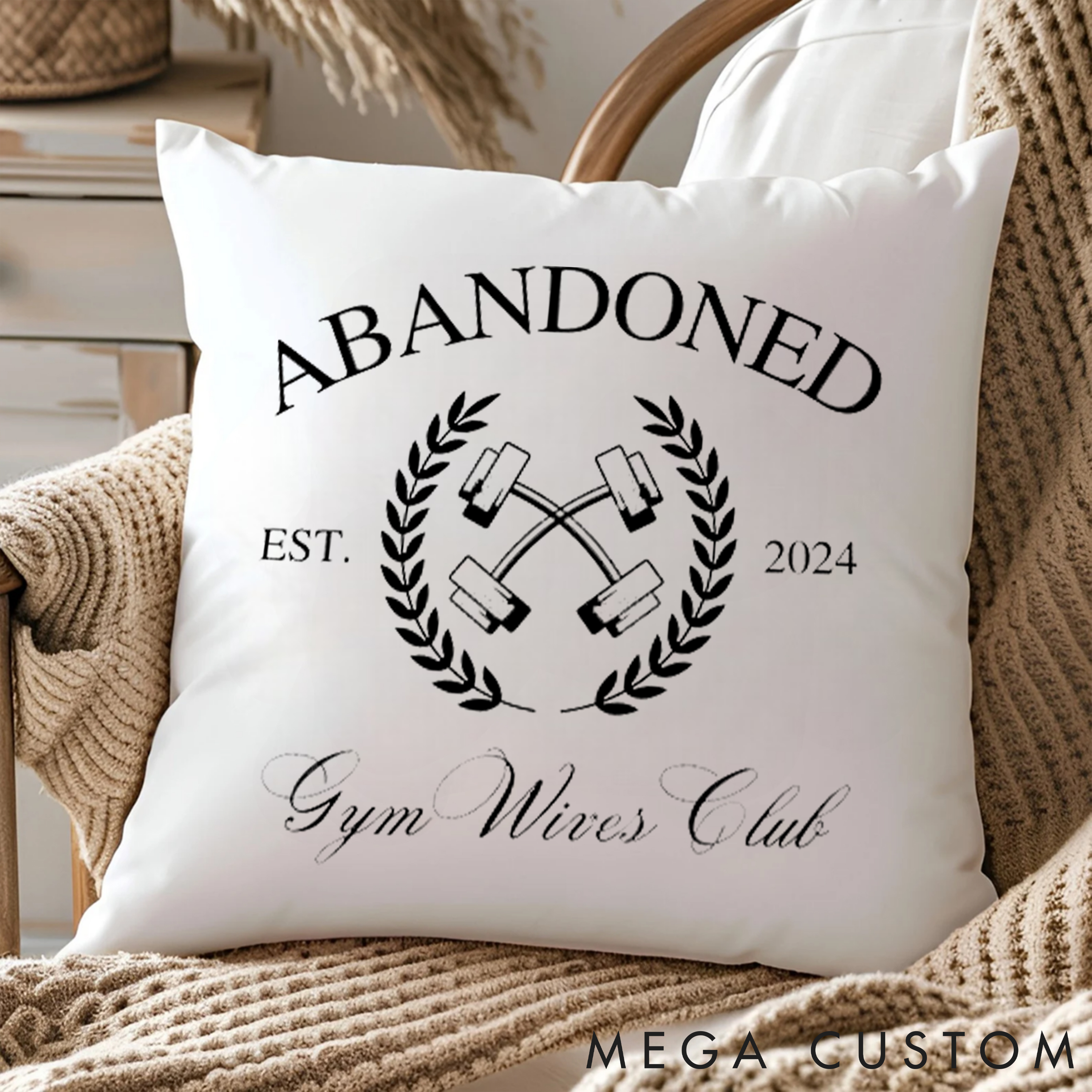 Personalized Funny Gym Pillow with Design Dumbbells for Fitness Enthusiasts Bodybuilders and Gym Lovers
