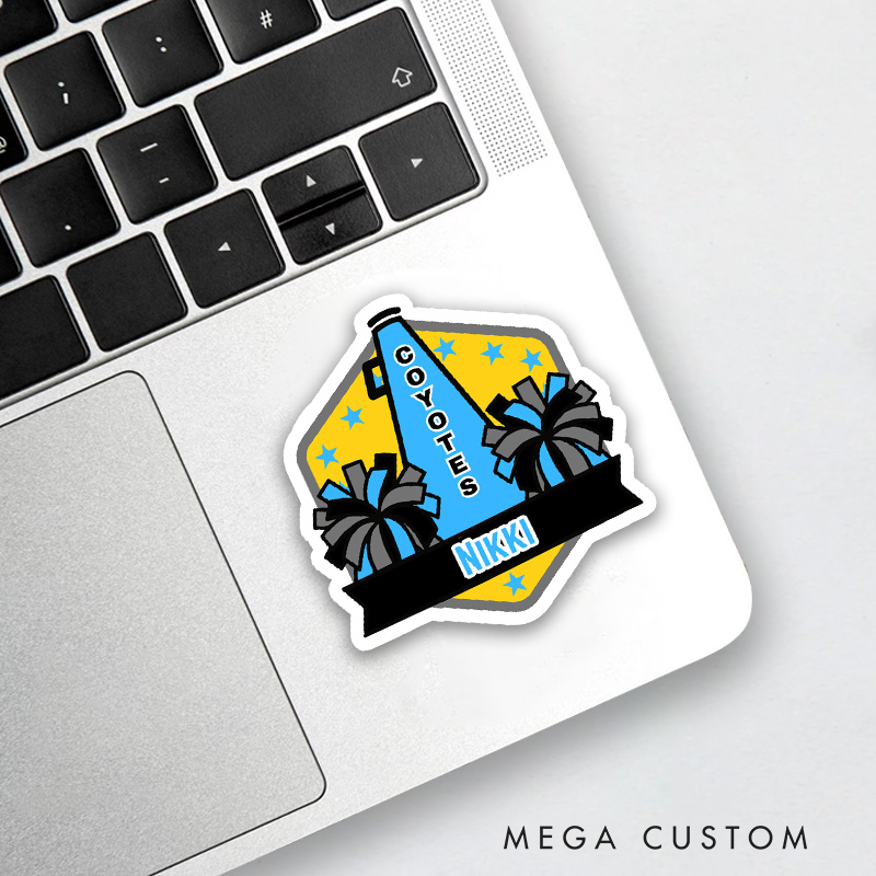 Personalized Sport Cheer Team Spirit Sticker with Custom Your Team Name and Player Name for Fans