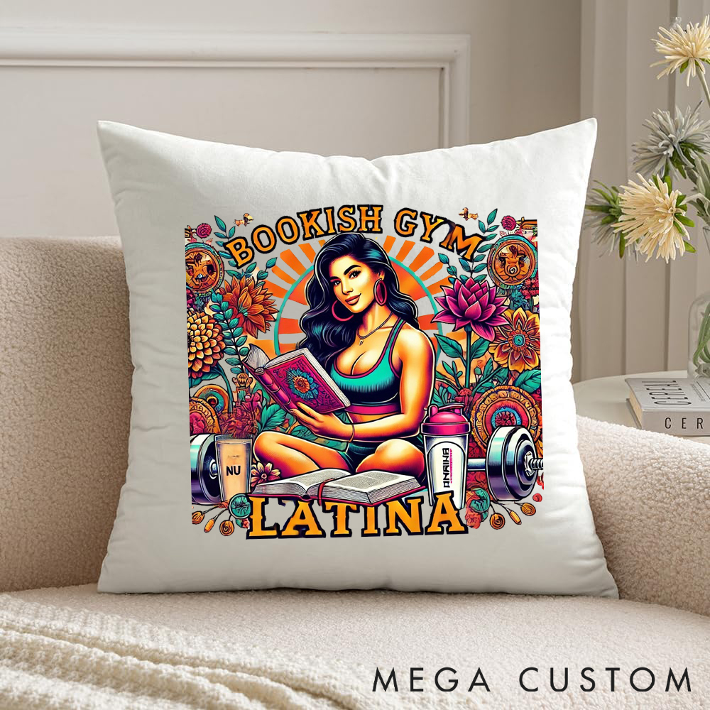 Personalized Bookish Gym Pillow with Celebrate Strength and Knowledge for Fitness Enthusiasts Bodybuilders and Gym Lovers