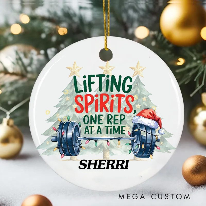 Personalized Weightlifting Ornament Barbell Christmas Gift Custom Crossfit Gym Bodybuilder Fitness First Workout Buddy Merry Fitmas