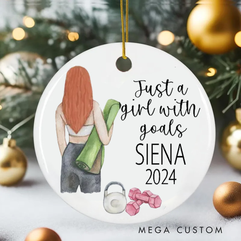 Personalized Workout Ornament with Name Gift for Fitness Lover Gym Gift Customized Keepsake