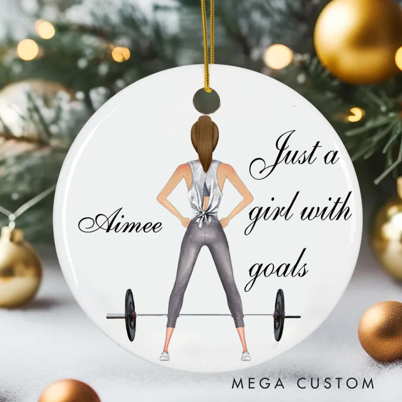 Personalized Workout Ornament with Name Gift for Fitness Lover Gym Best Friend Gift