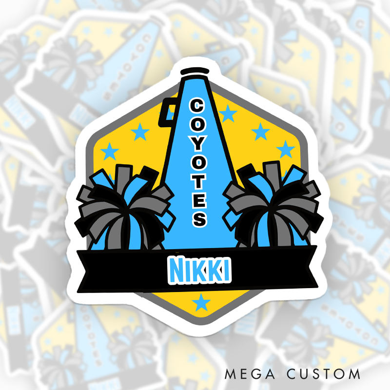 Personalized Sport Cheer Team Spirit Sticker with Custom Your Team Name and Player Name for Fans