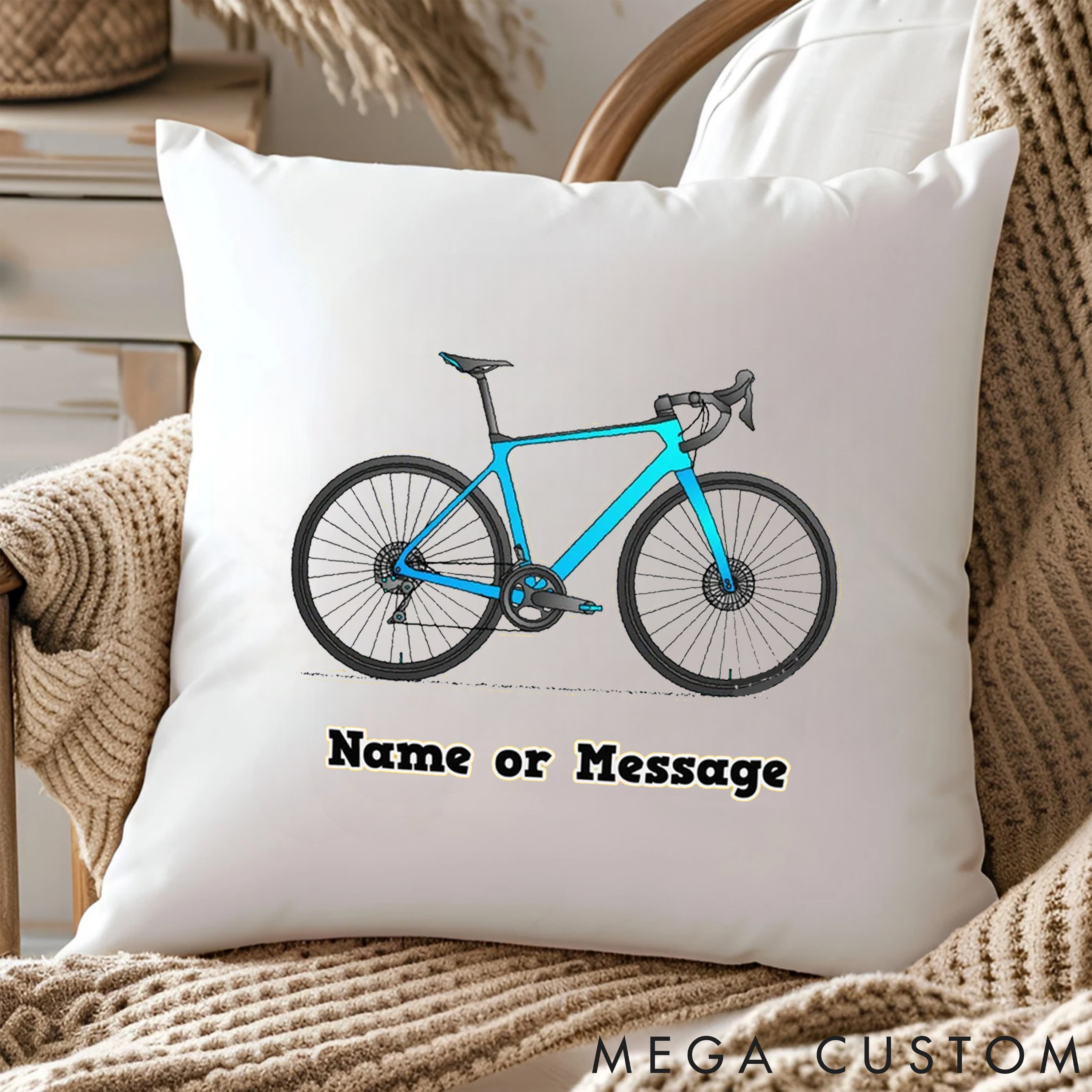 Personalized Bicycle Pillow with Cycling Themed Custom for Outdoor Adventures Riding Cycling Biking Enthusiasts