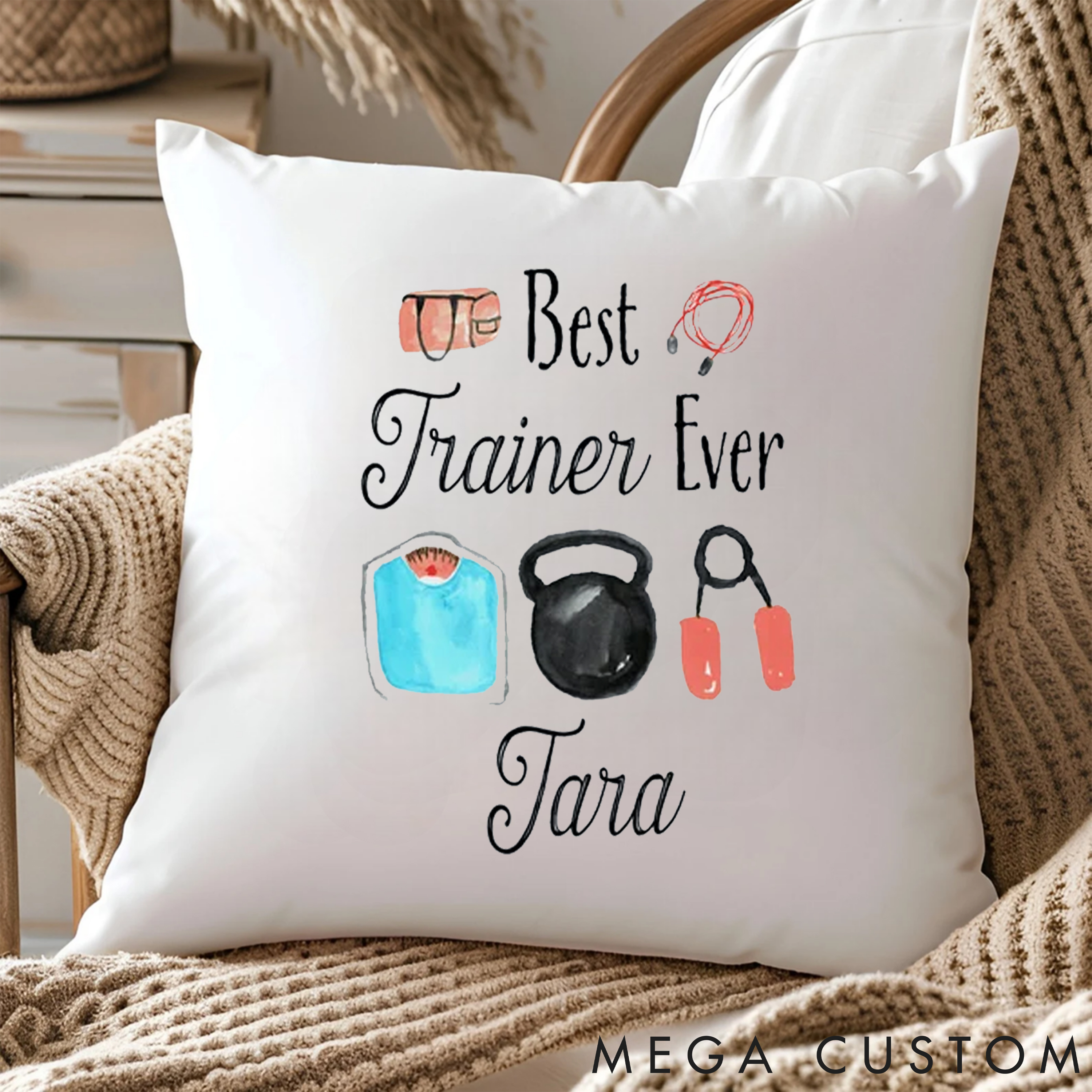 Personalized Best Trainer Ever Pillow with Unique and Heartfelt Gift for Fitness Enthusiasts Bodybuilders and Gym Lovers