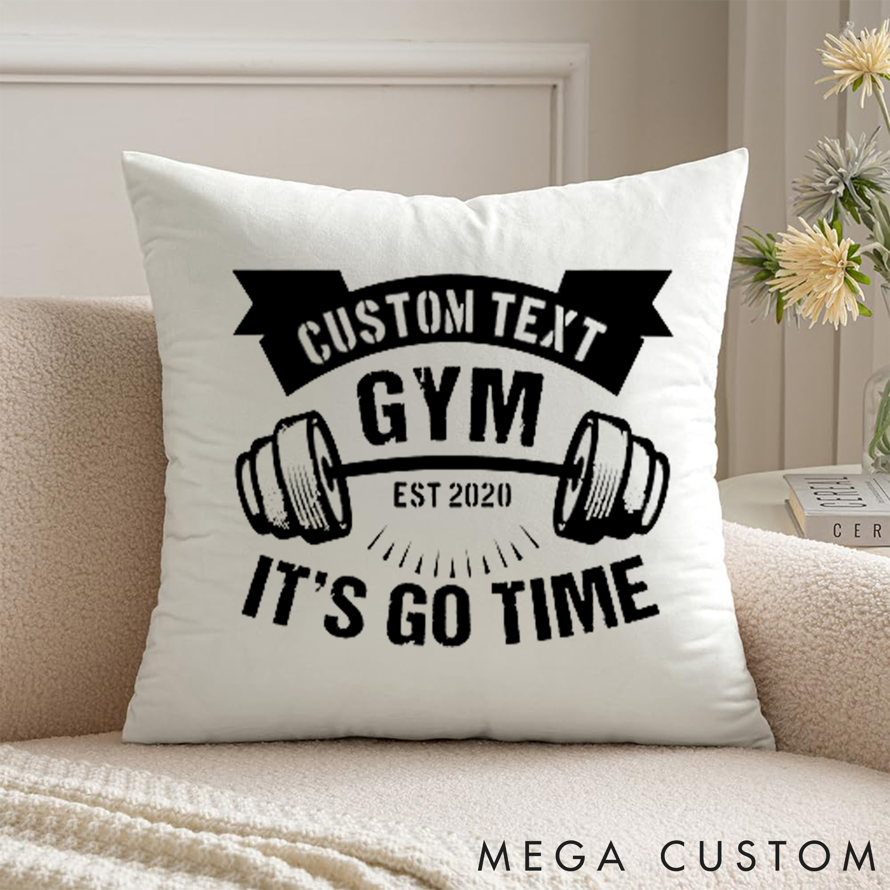 Personalized Gym Pillow with Weightlifting Design Personalized Text for Fitness Enthusiasts Bodybuilders and Gym Lovers