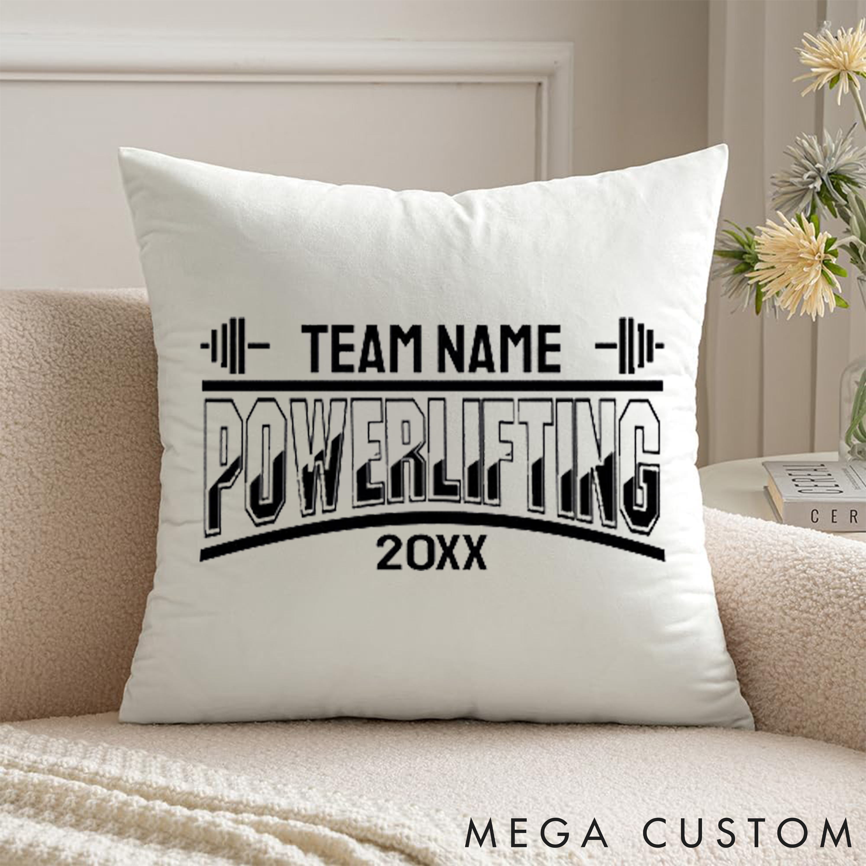 Personalized Powerlifting Team Pillow with Gym Themed Decor for Fitness Enthusiasts Bodybuilders and Gym Lovers