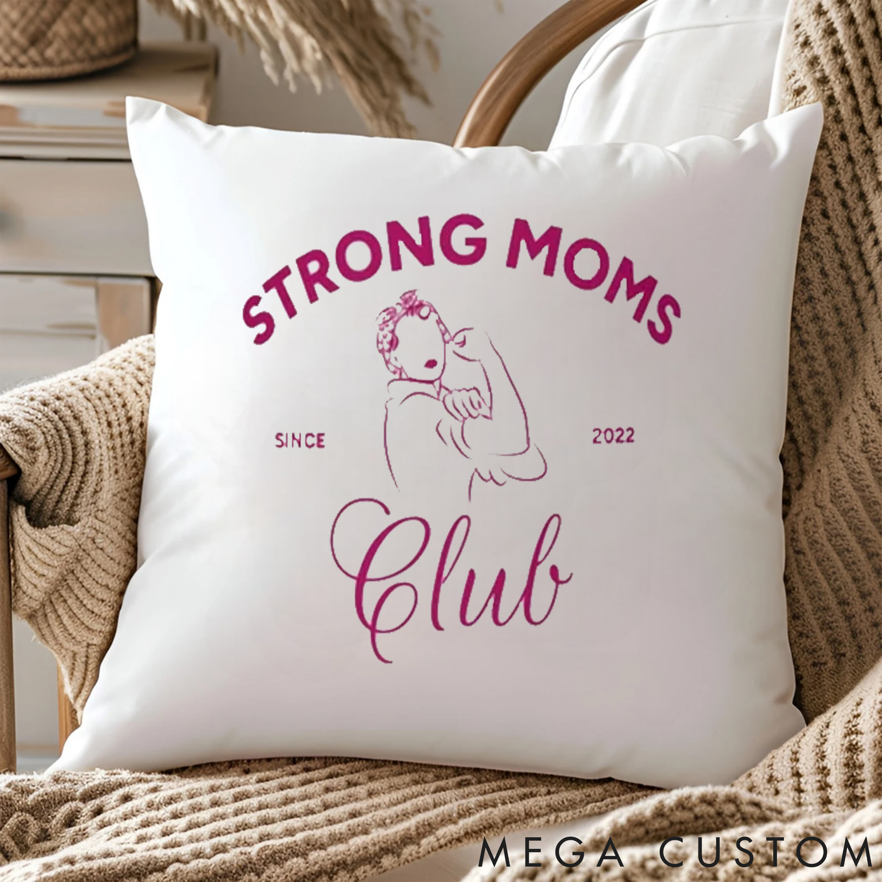 Personalized Strong Moms Club Pillow with Strength and Style for Fitness Enthusiasts Bodybuilders and Gym Lovers