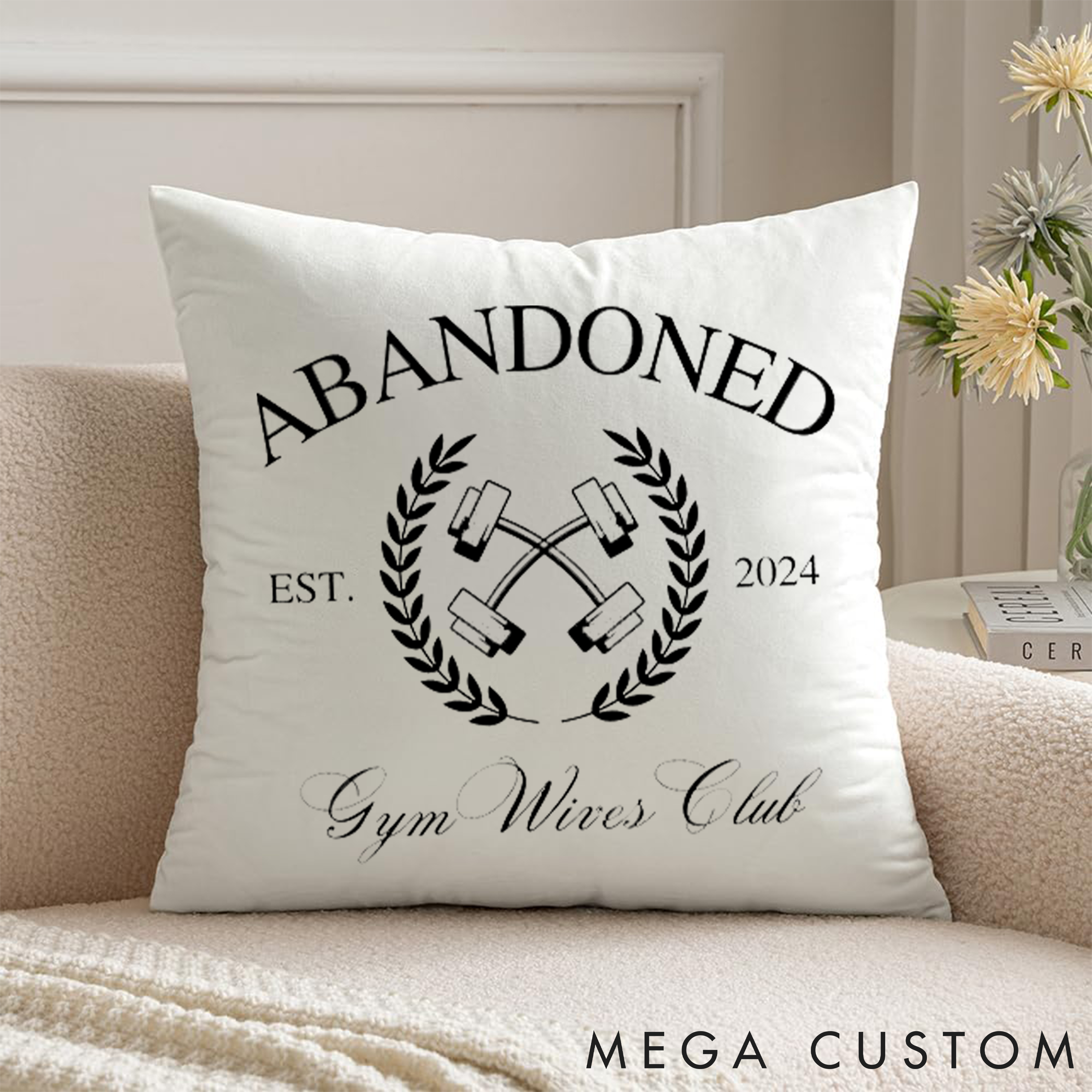 Personalized Funny Gym Pillow with Design Dumbbells for Fitness Enthusiasts Bodybuilders and Gym Lovers
