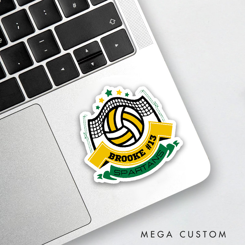Personalized Volleyball Sticker with Custom Team Name, Player Name and Number for Game Day