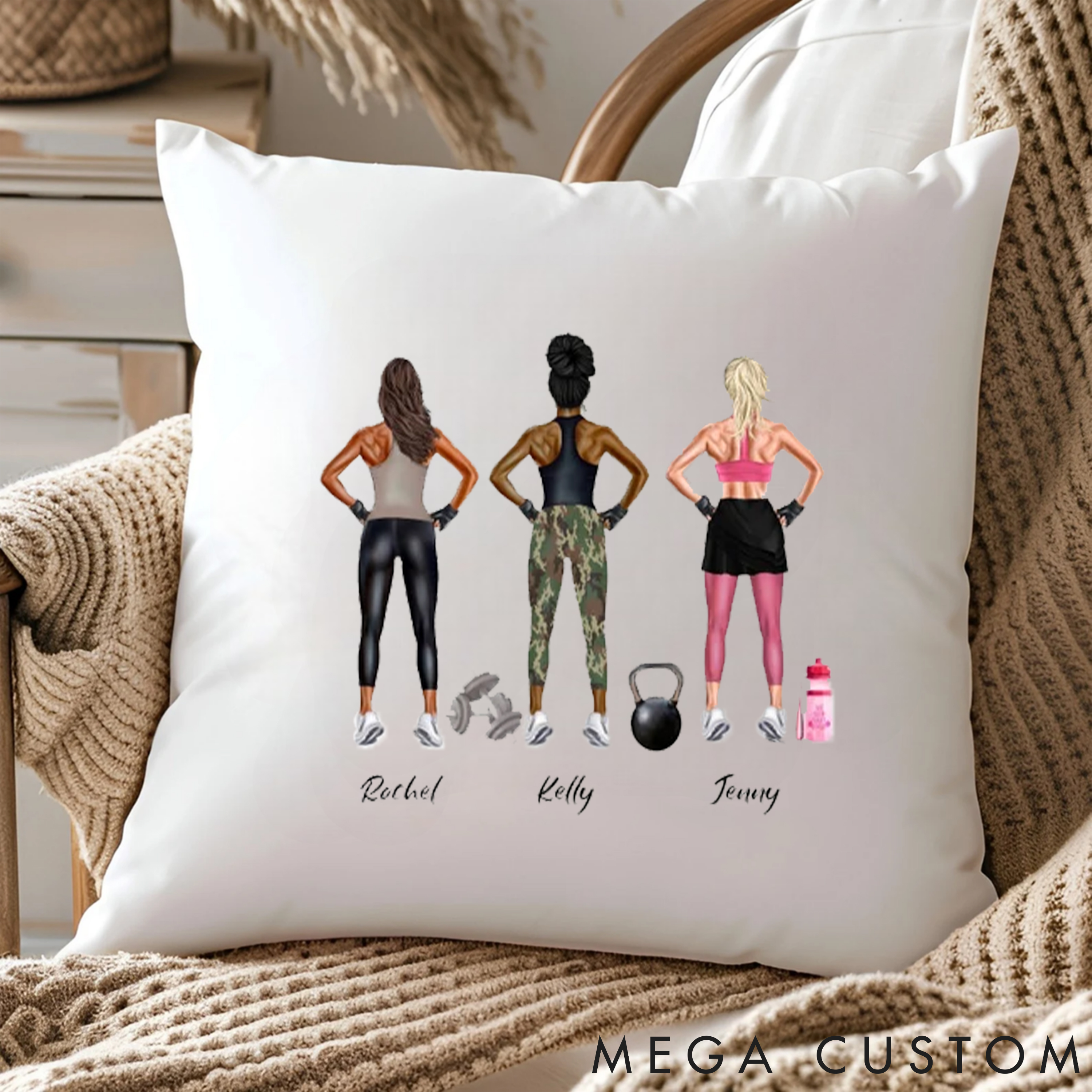 Personalized Fitness Friends Pillow with Friendship and Fitness Goals for Fitness Enthusiasts Bodybuilders and Gym Lovers