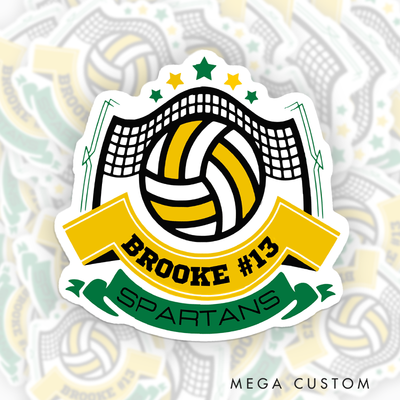 Personalized Volleyball Sticker with Custom Team Name, Player Name and Number for Game Day