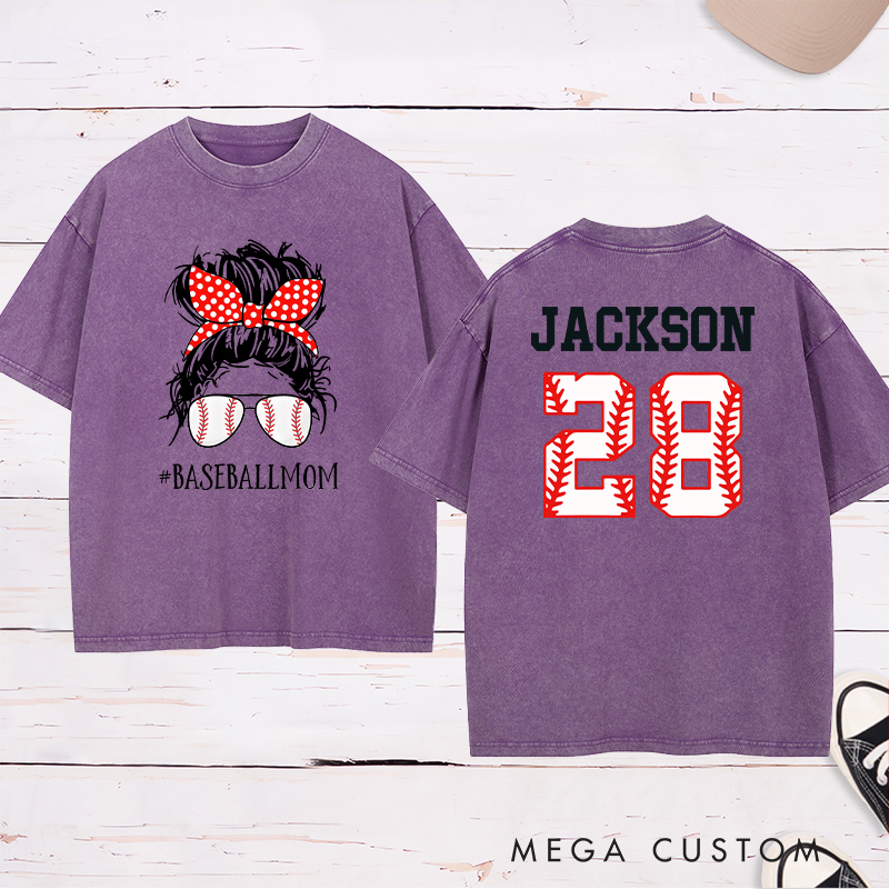 Personalized "BaseballLife" Trendy Washed T-Shirt with Custom Name