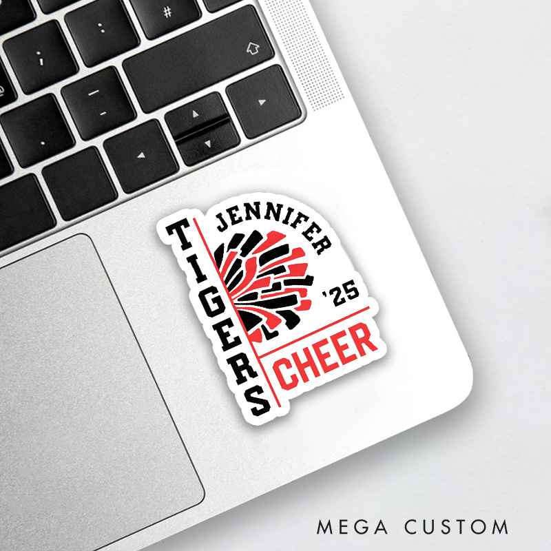 Personalized Sport Cheerleader Sticker, Customize with Your Team Name and Number