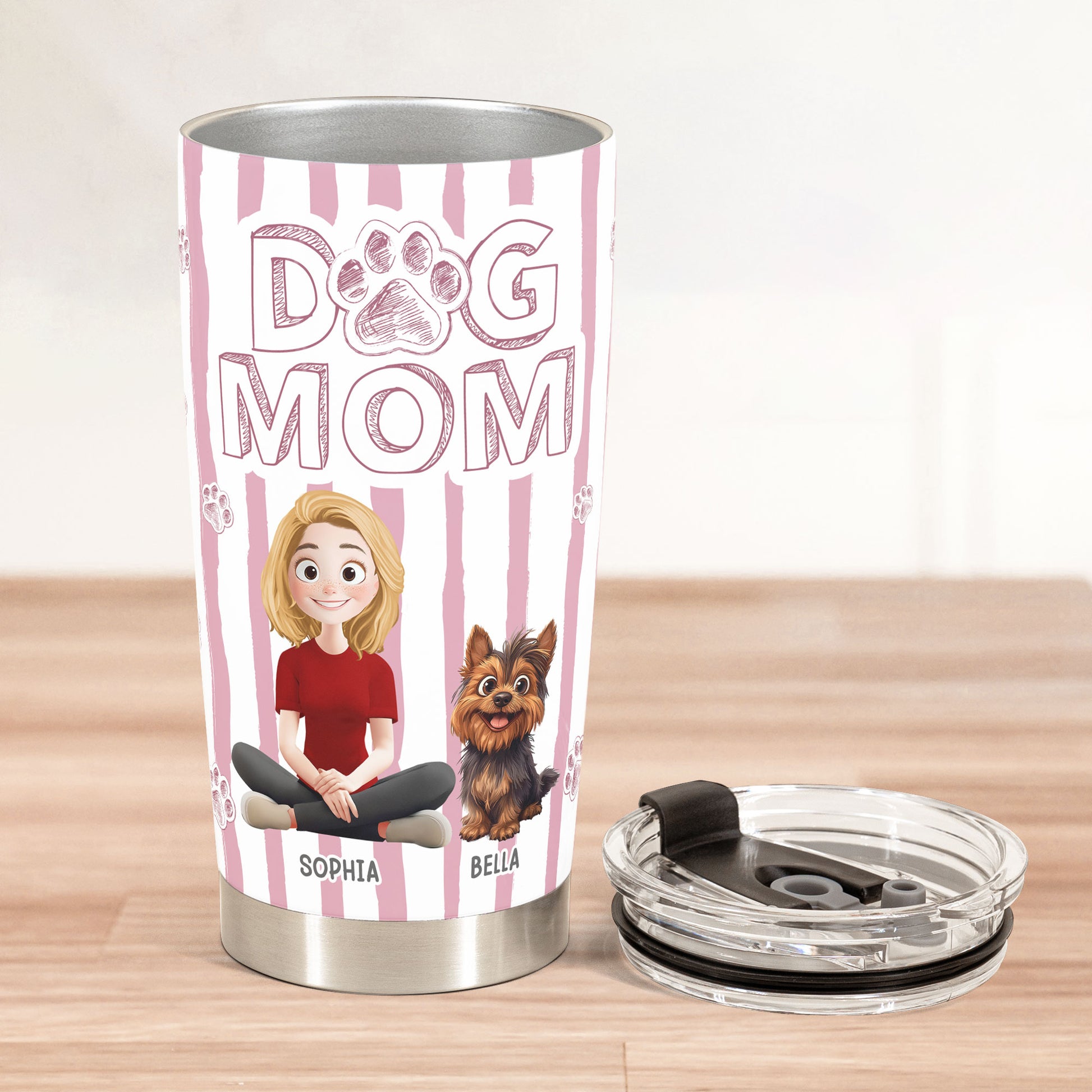 Personalized Pet Lover Dog Mom Cat Mom 20oz Tumbler