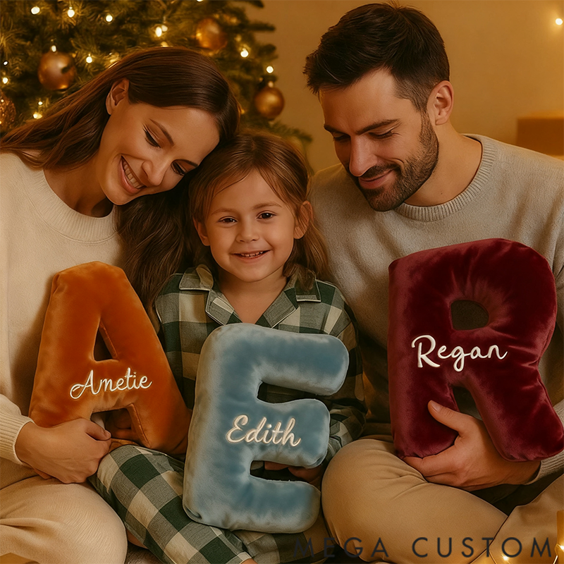Personalized Graphic 3D Print Pillows Letter Shape Pillows Decor Christmas Gifts for Family