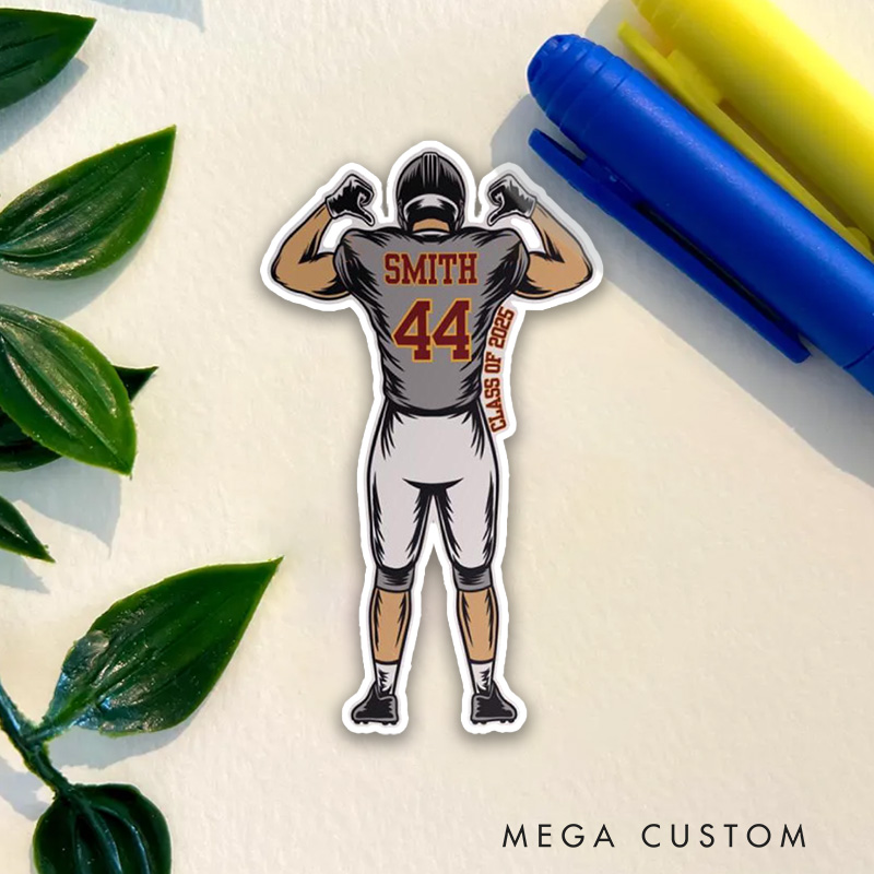 Personalized American Football Sticker with Custom Player Name, Nmuber and Text