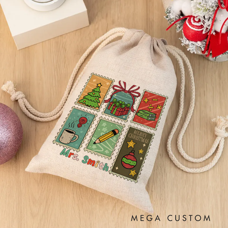Personalised Christmas Santa Sack for Teachers Custom Merry Christmas Design Sack Christmas Gift