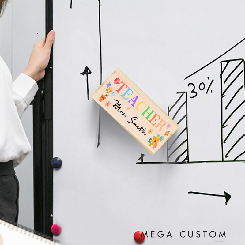 Personalized Magnetic Wooden Whiteboard Erase Flower Teacher Design Appreciation Gift for Teachers