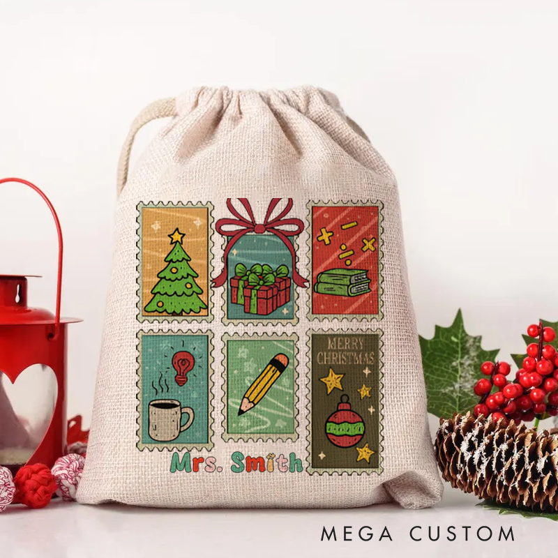 Personalised Christmas Santa Sack for Teachers Custom Merry Christmas Design Sack Christmas Gift