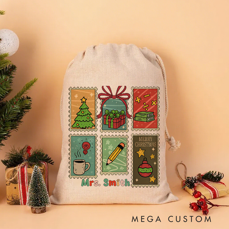 Personalised Christmas Santa Sack for Teachers Custom Merry Christmas Design Sack Christmas Gift