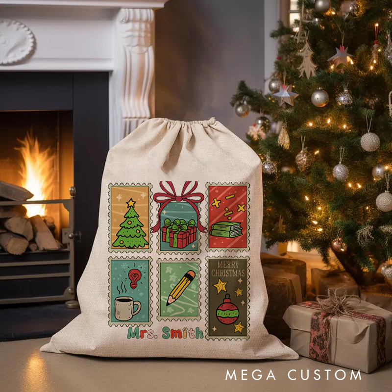 Personalised Christmas Santa Sack for Teachers Custom Merry Christmas Design Sack Christmas Gift