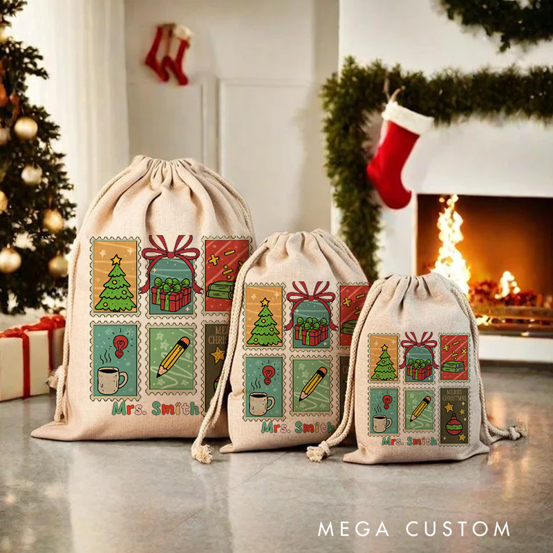Personalised Christmas Santa Sack for Teachers Custom Merry Christmas Design Sack Christmas Gift