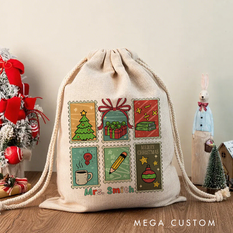 Personalised Christmas Santa Sack for Teachers Custom Merry Christmas Design Sack Christmas Gift
