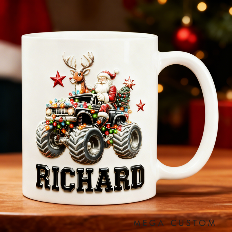 Personalized Santa Racing Ceramic Mug Christmas Custom Name Mug Gifts