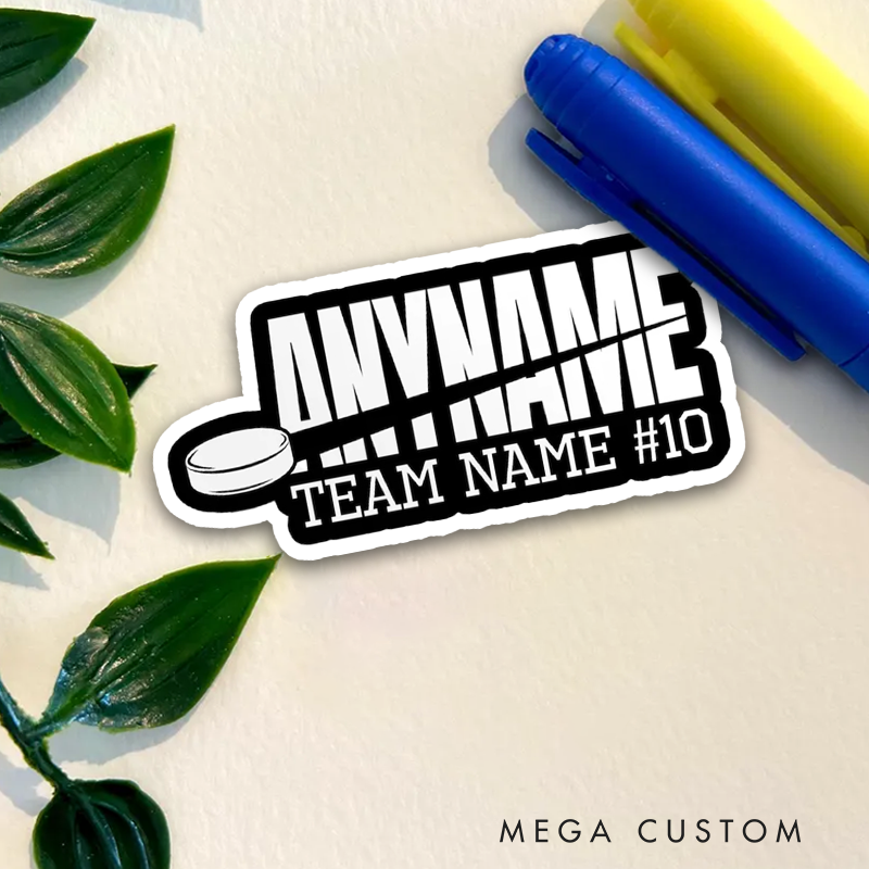 Personalized Ice Hockey Sticker with Custom Name, Team, and Number