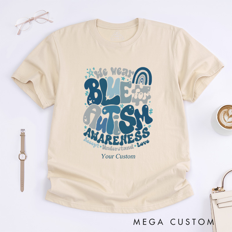 Personalized We Wear Blue Occupational Therapy Special Education T-Shirt