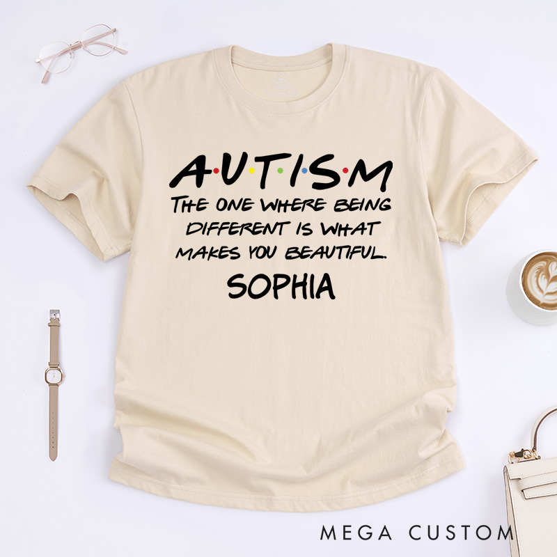 Personalized Autism Being Different Is Beautiful Inspirational Awareness Themed T-shirt Autism Awareness Gift