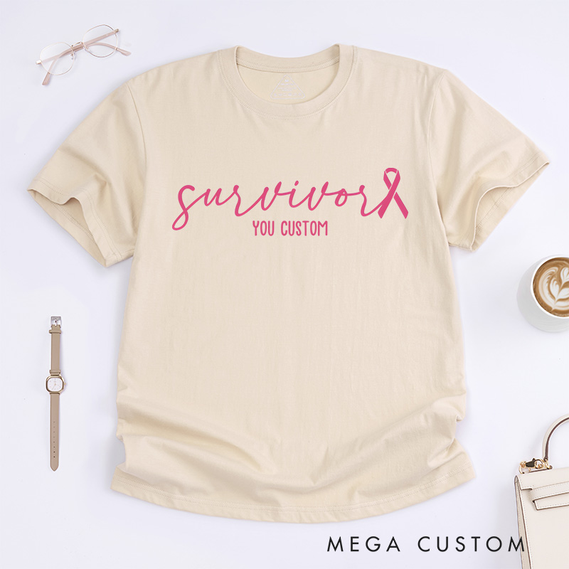 Personalized Survivor Pink Ribbon Customizable Design Supporting Strength and Hope T-shirt
