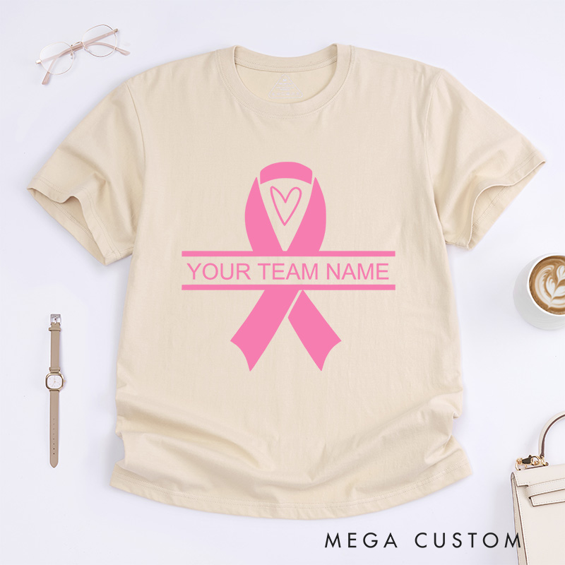 Personalized Pink Ribbon Shirt Cancer Survivor Tee Breast Cancer Gift