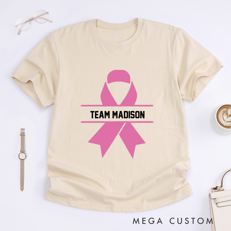 Personalized Breast Cancer Warrior Breast Cancer Support Survivor Pink Ribbon T-Shirt