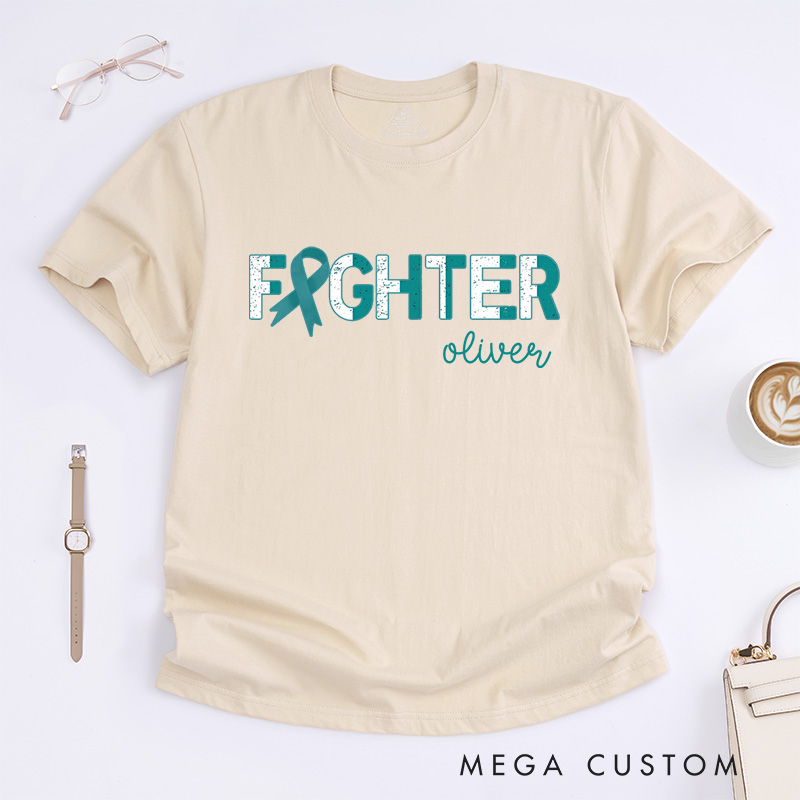 Personalized Cervical Cancer Fighter Support Squad T-Shirt Ovarian Cancer Gift