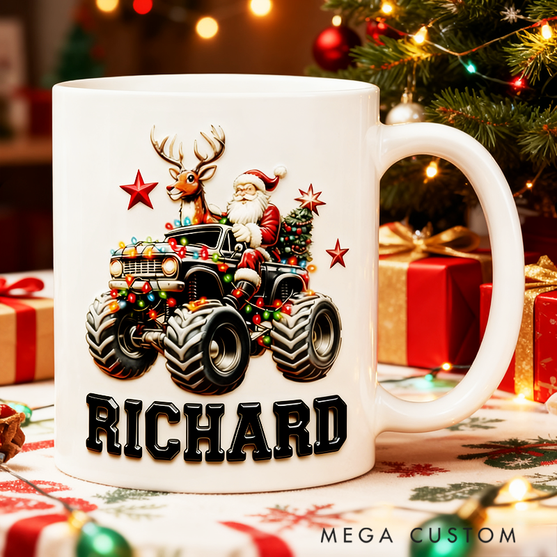Personalized Santa Racing Ceramic Mug Christmas Custom Name Mug Gifts