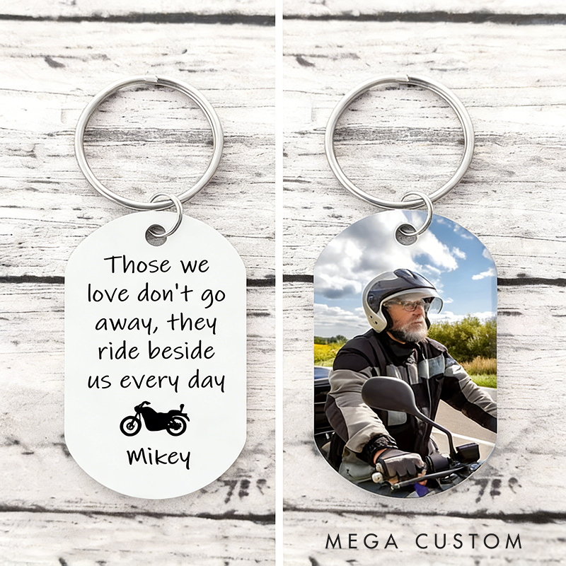 Personalized Biker Aluminum Keychain Custom Photo Keychain Gift for Motorcycle Rider